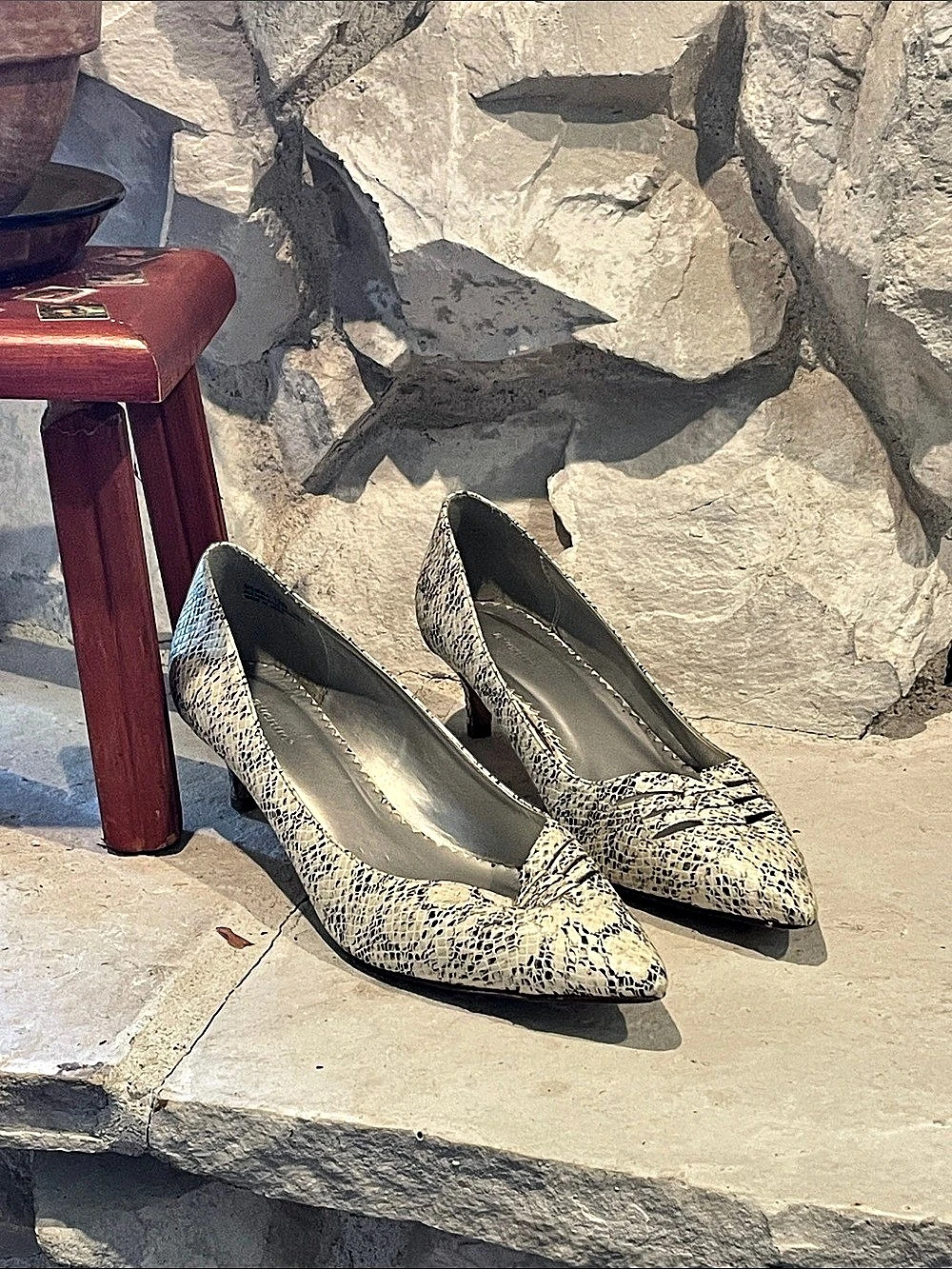 Gemma 12W Snakeskin Print Heels